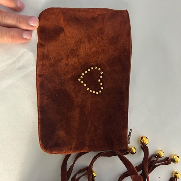 Sepcoeur Paris Brown Suede Leather Bucket Handbag Boho Bell Fringe Vintage - Picture 6 of 7